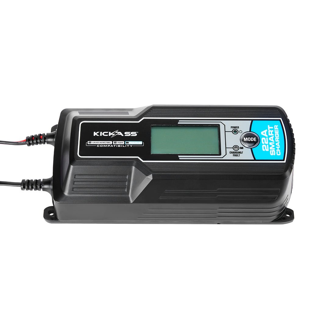 KickAss 12V 22Amp - 9 Stage Automatic Smart Battery Charger for Lead Acid, AGM & Lithium Batteries