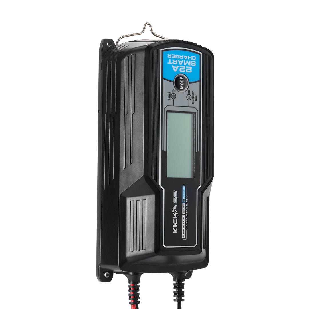 KickAss 12V 22Amp - 9 Stage Automatic Smart Battery Charger for Lead Acid, AGM & Lithium Batteries