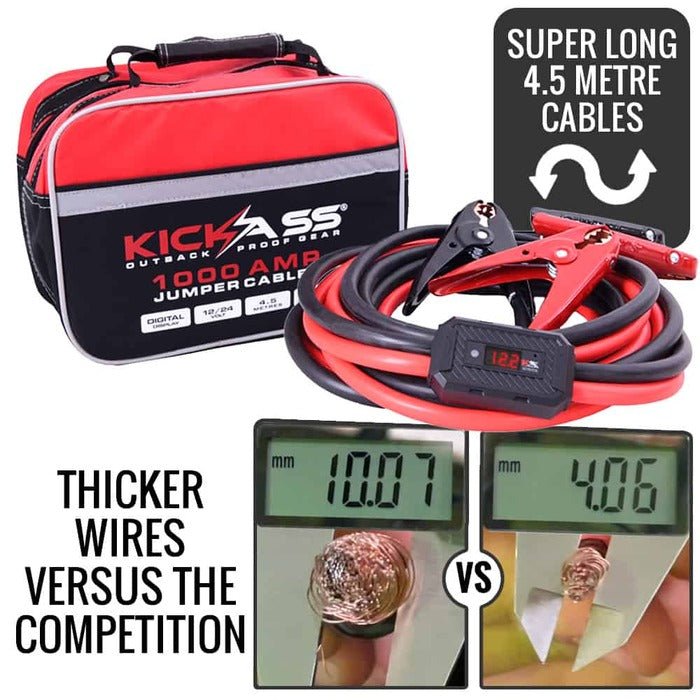 KickAss Products KickAss Jumper Cables - 1000 Amp - 4.5M - 2 AWG - Surge Protected