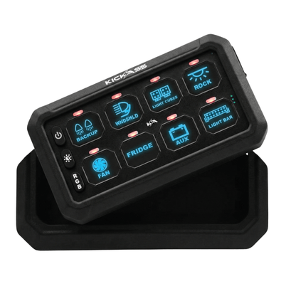 KickAss ProductsKickAss 12/24V 8 Gang Wireless Switch Panel with Magnetic Charging CradleKAWLSWPANEL-8