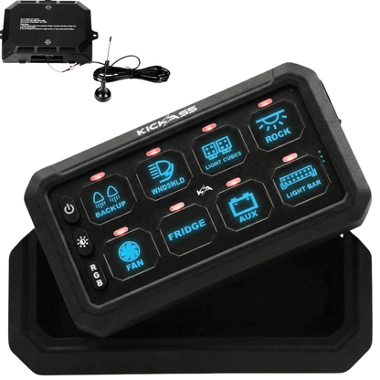 KickAss ProductsKickAss 12/24V 8 Gang Wireless Switch Panel with Magnetic Charging CradleKAWLSWPANEL-8-MKII