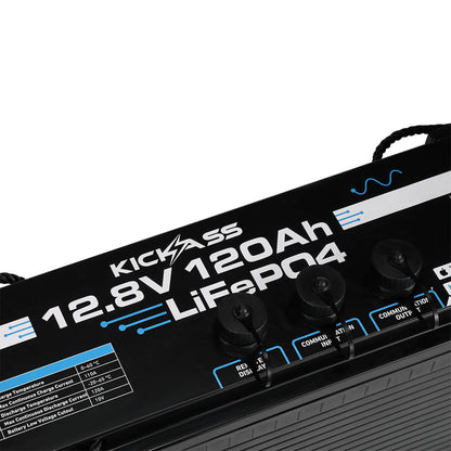 KickAss 12V 120Ah Smart Slimline Lithium Deep Cycle Battery LiFeP04