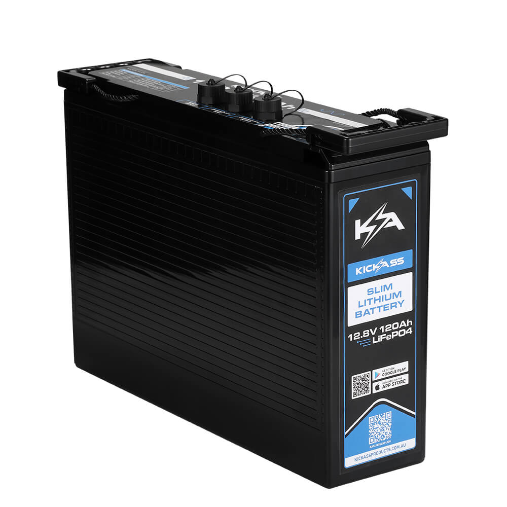 KickAss 12V 120Ah Smart Slimline Lithium Deep Cycle Battery LiFeP04