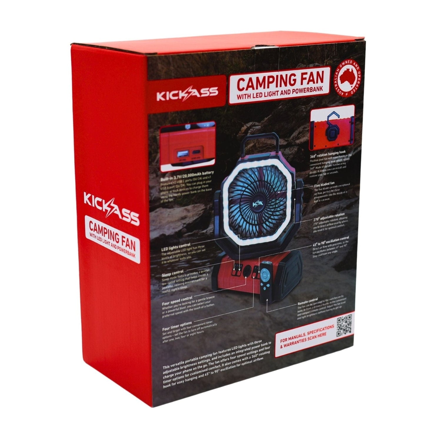 KickAss ProductsKickAss Camping Fan with LED Light and Power BankKA5VCAMPFAN