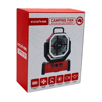 KickAss ProductsKickAss Camping Fan with LED Light and Power BankKA5VCAMPFAN