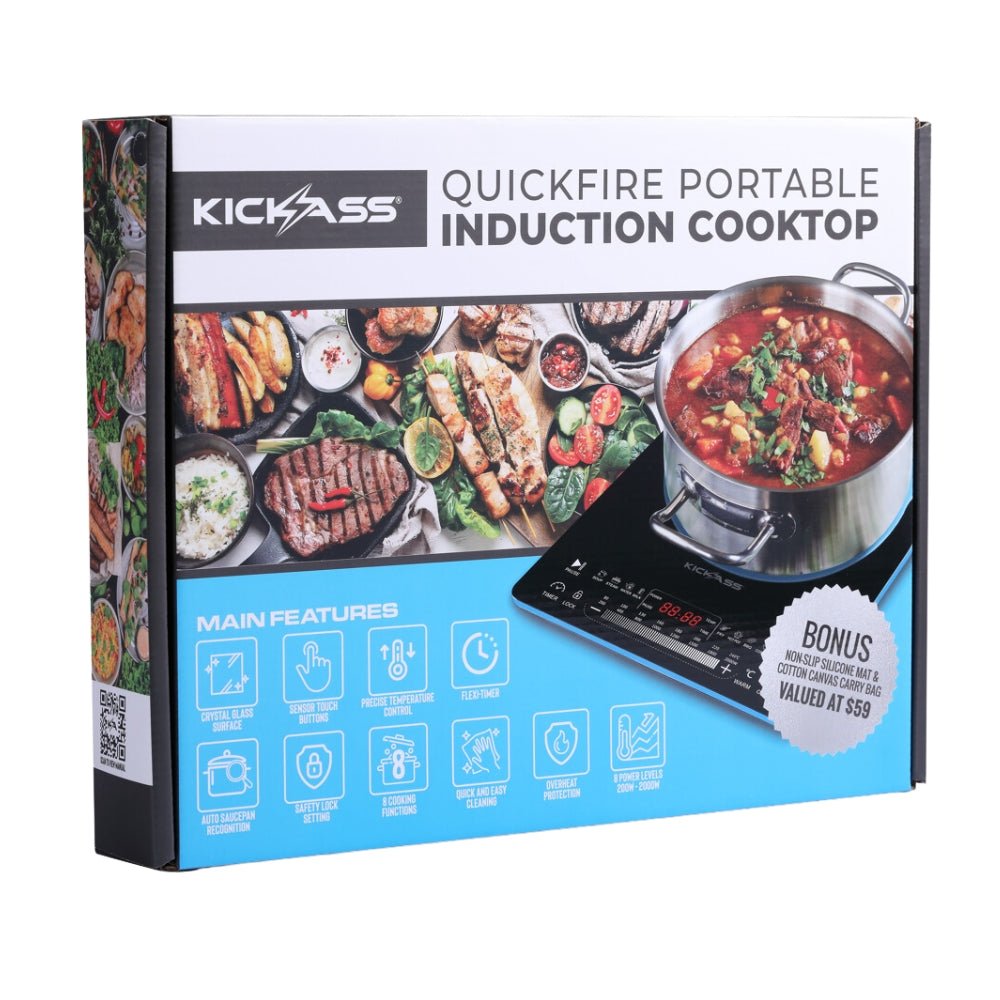 KickAss QuickFire 2000W Portable Induction Cooktop For Camping