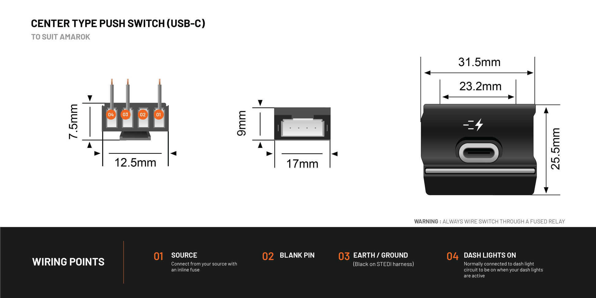 USBC (For Volkswagen Amarok Mid Dash 2016-2022)