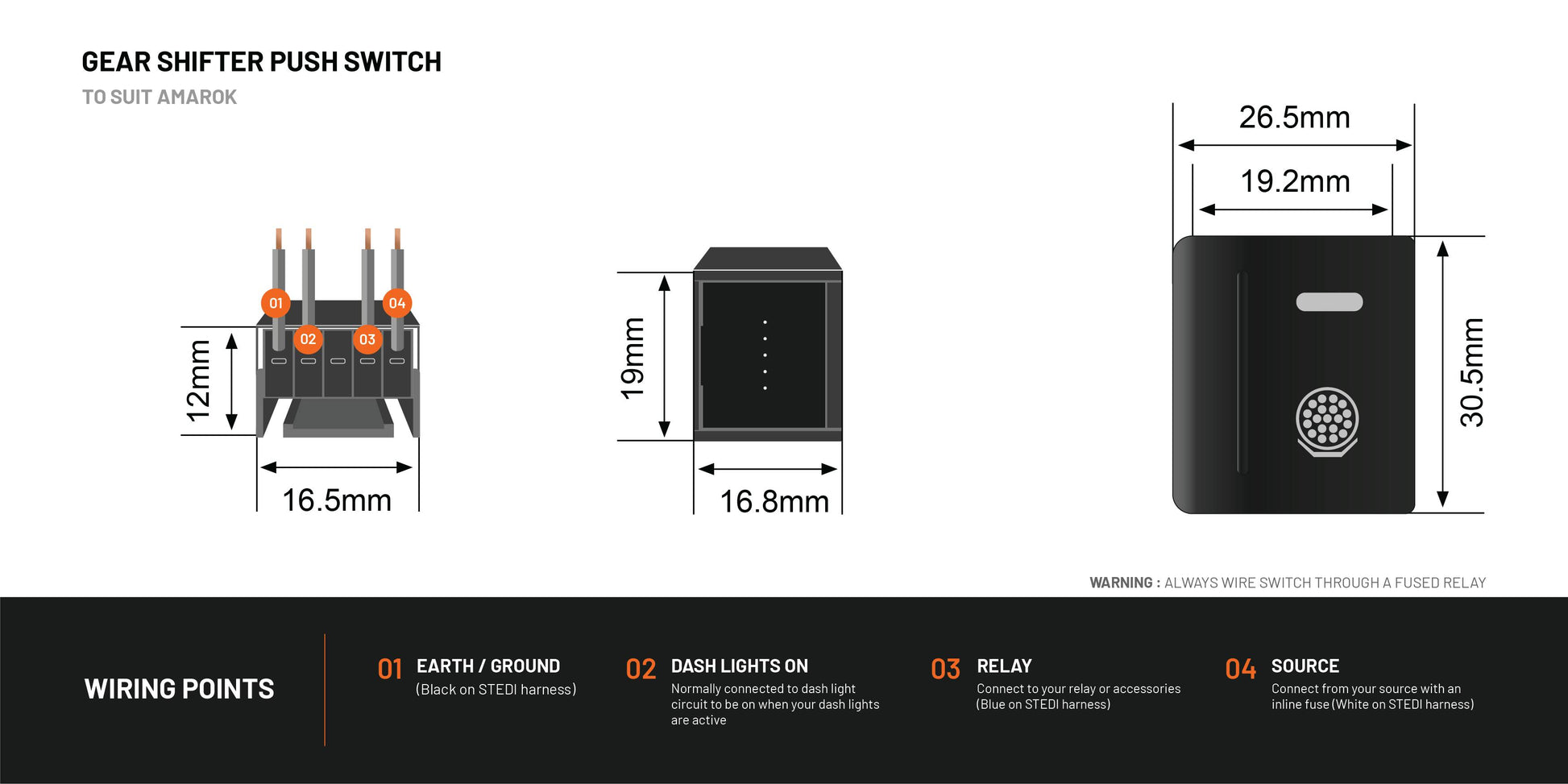 Gear Shifter Switch to suit Amarok (STEDI Owl) - View 6