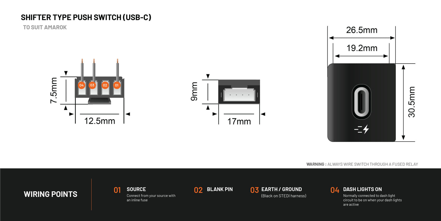 Gear Shifter Switch to suit Amarok (USB C) - View 3