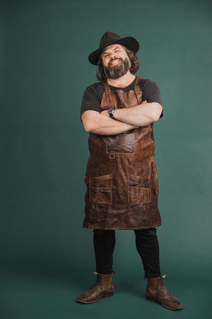 Smokin' Gauchos Brown Handmade Leather Apron