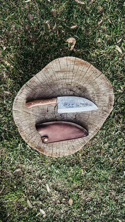 Handmade Serbian Cleaver & Leather Sheath