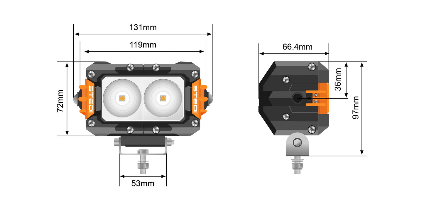 ST3301 PRO 4.6" 2 LED WORK LIGHT - View 2