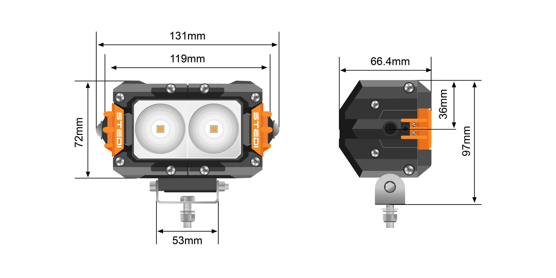 ST3301 PRO 4.6" 2 LED WORK LIGHT - View 2