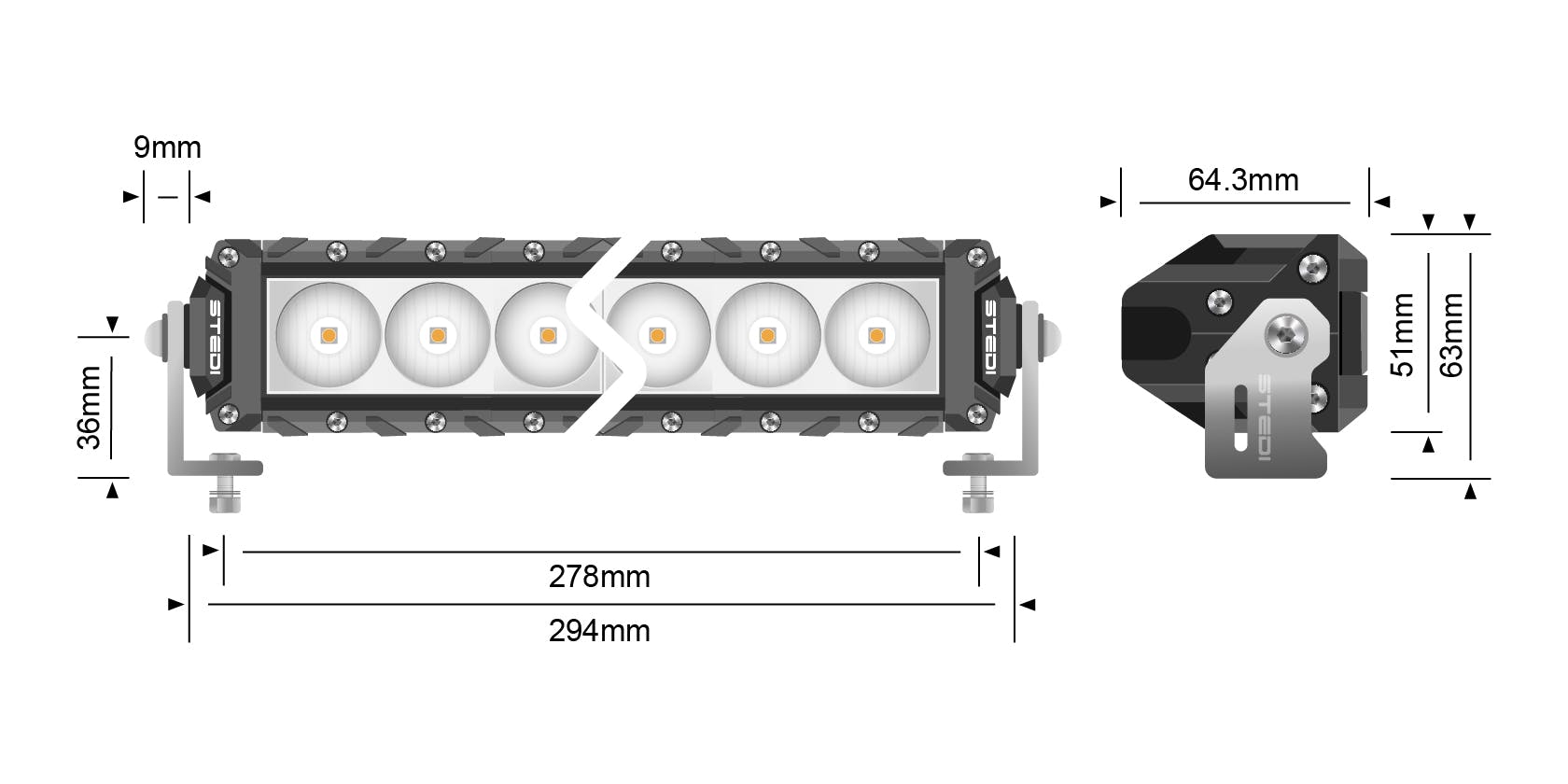 ST3K 11.5 inch 10 LED Slim LED Light Bar - View 7