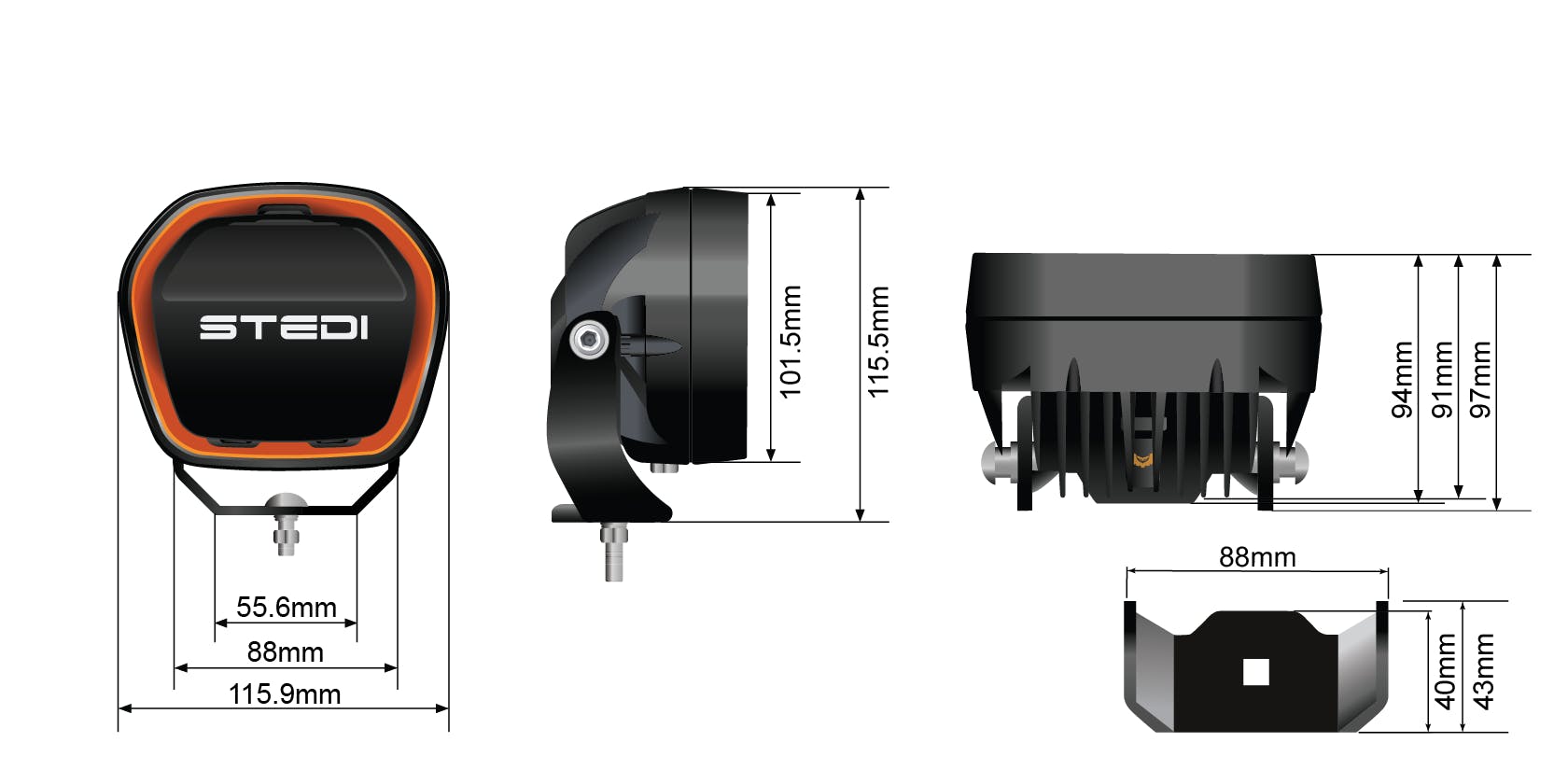 Type-X™ EVO MINI 4 Inch Flood Beam (single) - View 7