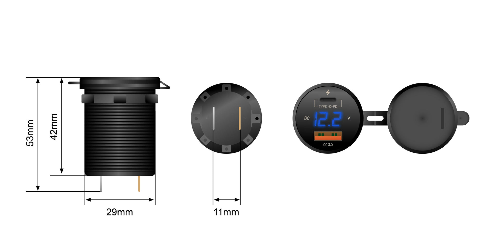 USB C Volt Meter Flush Mount - View 6