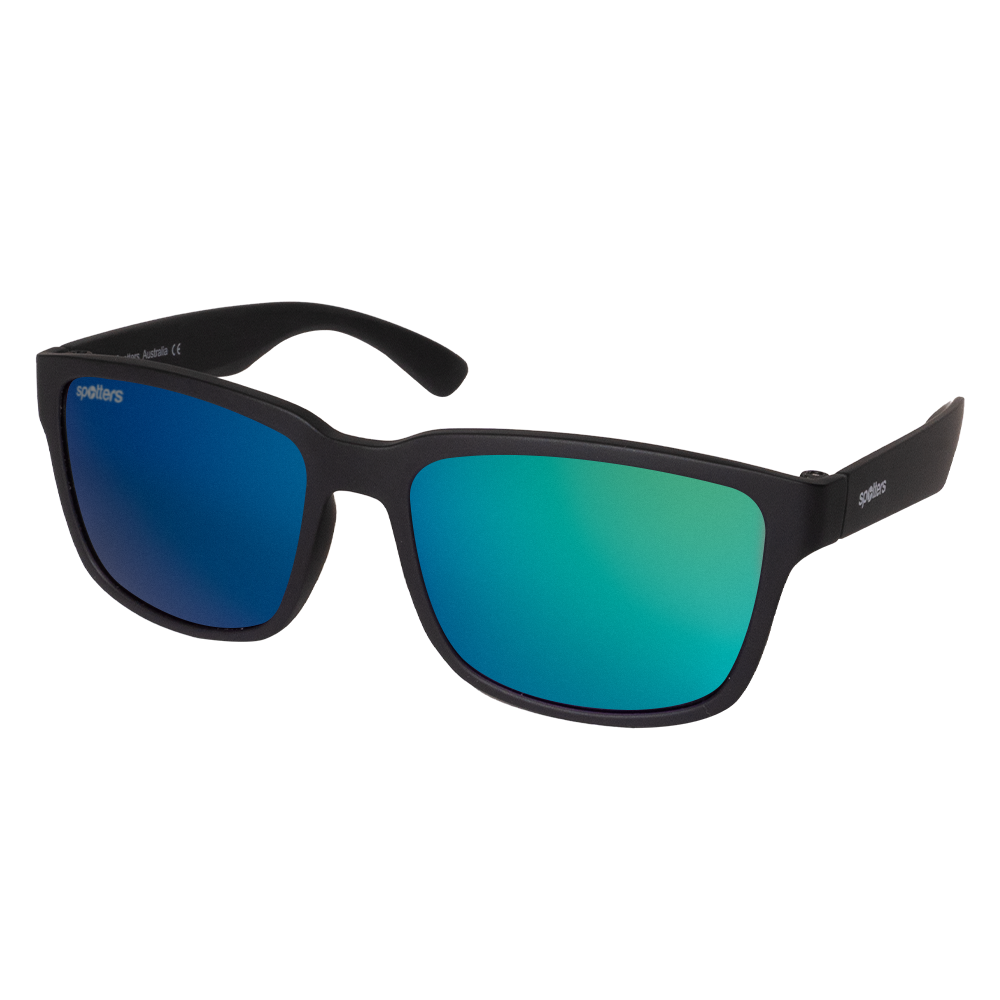 Spotters Kanga Junior Sunglasses Matt Black Green